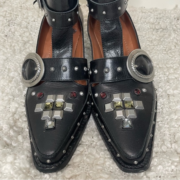 Coach Black Leather Cut Out Western Creeper Bootie Bejewelled Boots 9 - Picture 4 of 11